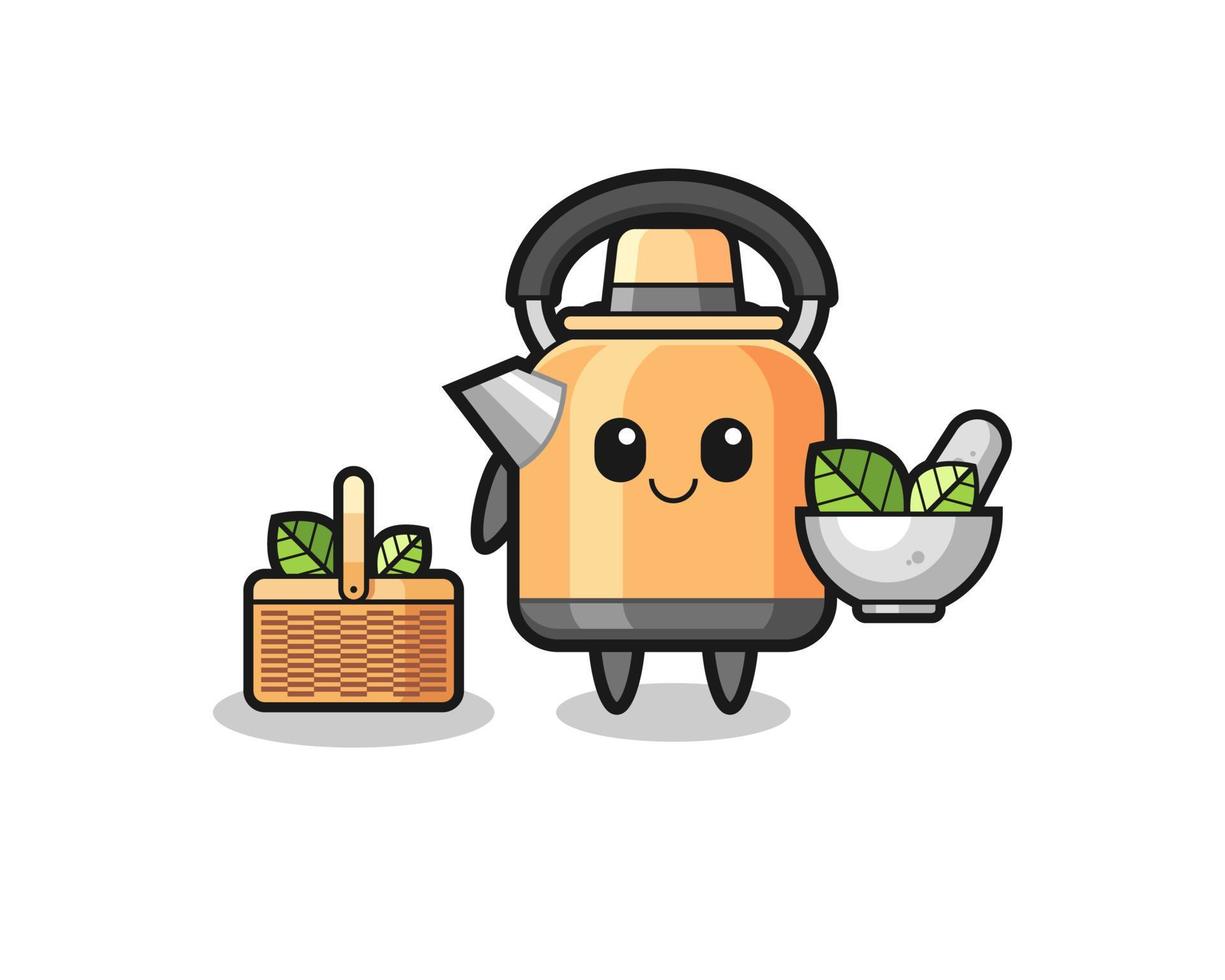 kettle herbalist cute cartoon vector