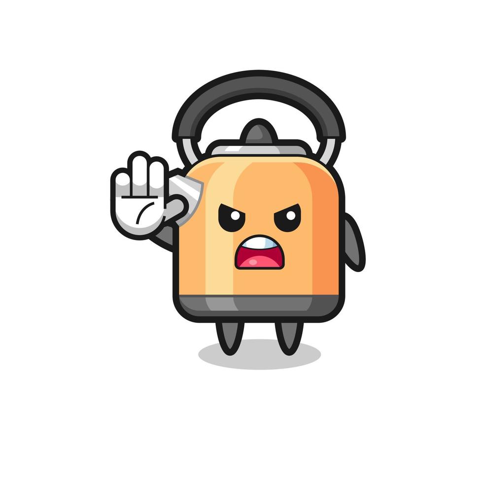 kettle character doing stop gesture vector