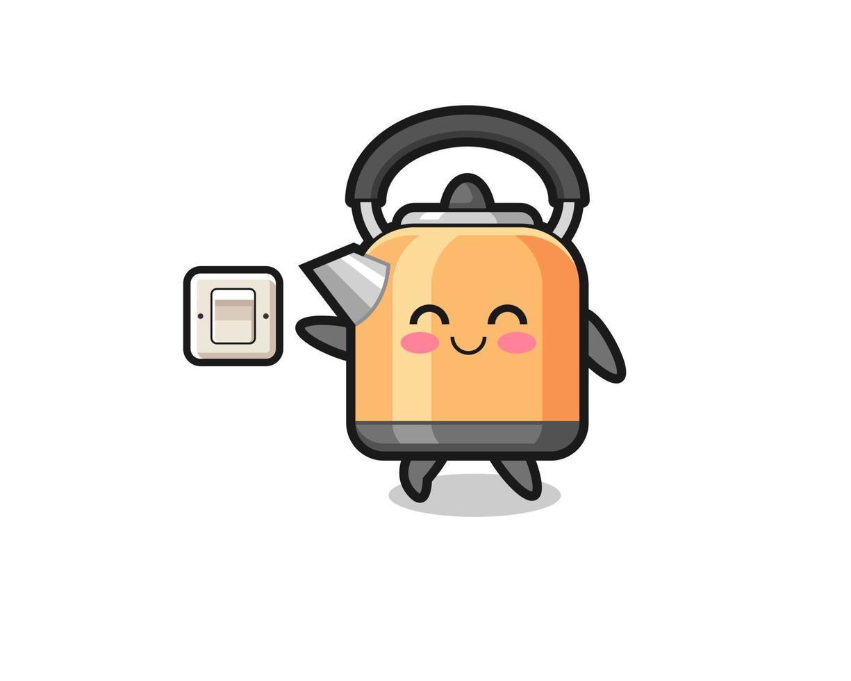 cartoon kettle is turning off light vector