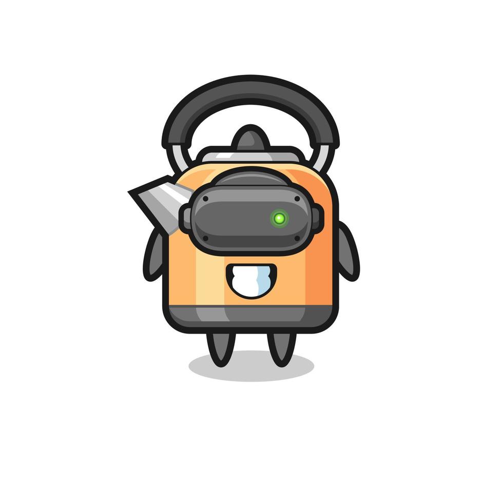 cute kettle using VR headset vector