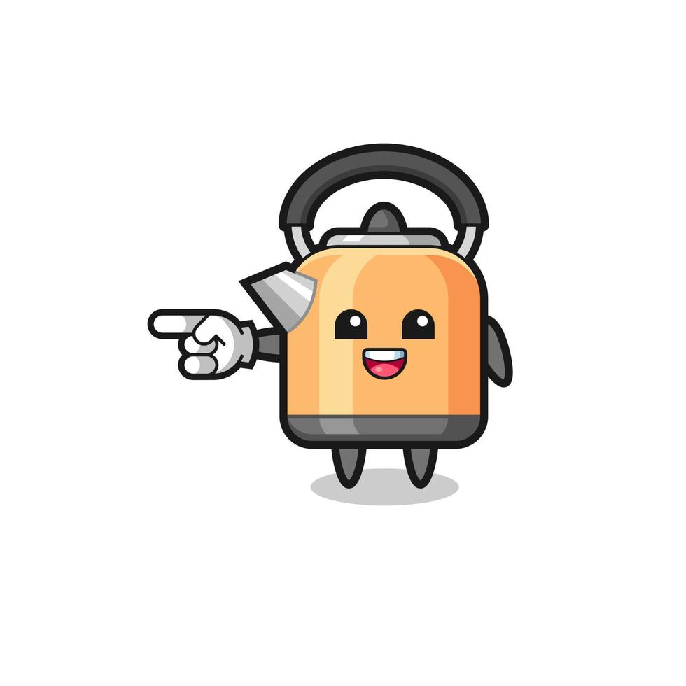 kettle cartoon with pointing left gesture vector