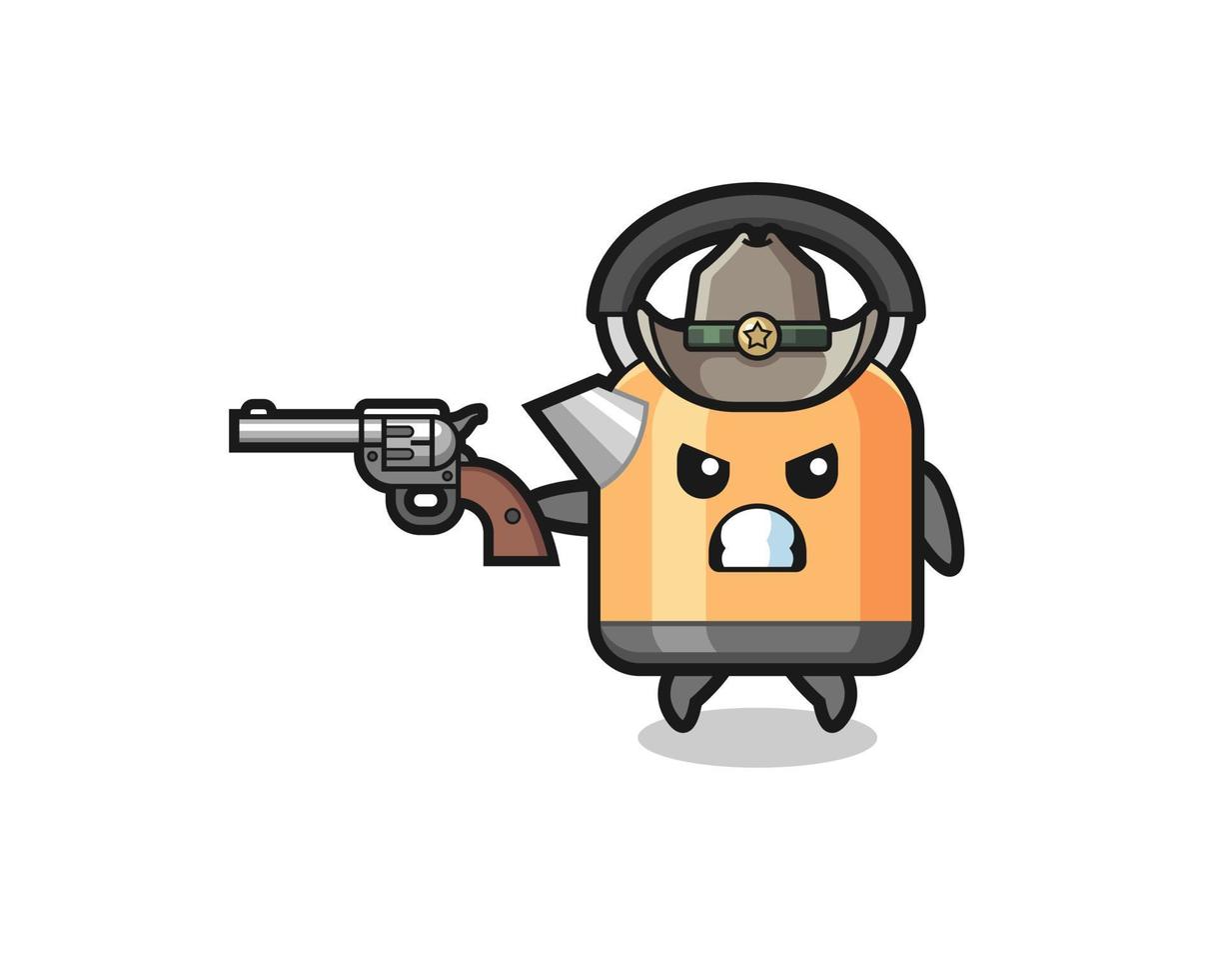 the kettle cowboy shooting with a gun vector