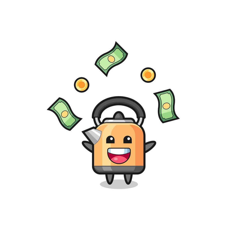 illustration of the kettle catching money falling from the sky vector