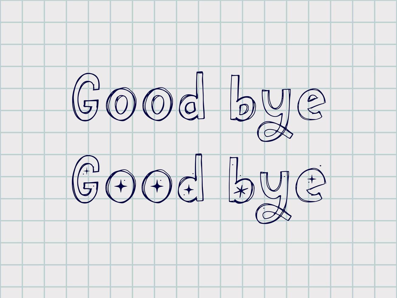 Good bye text. Continuous one line drawing. Vector illustration sketch handwriting isolated on white background. Word phrase minimalist for banner, poster, and card.