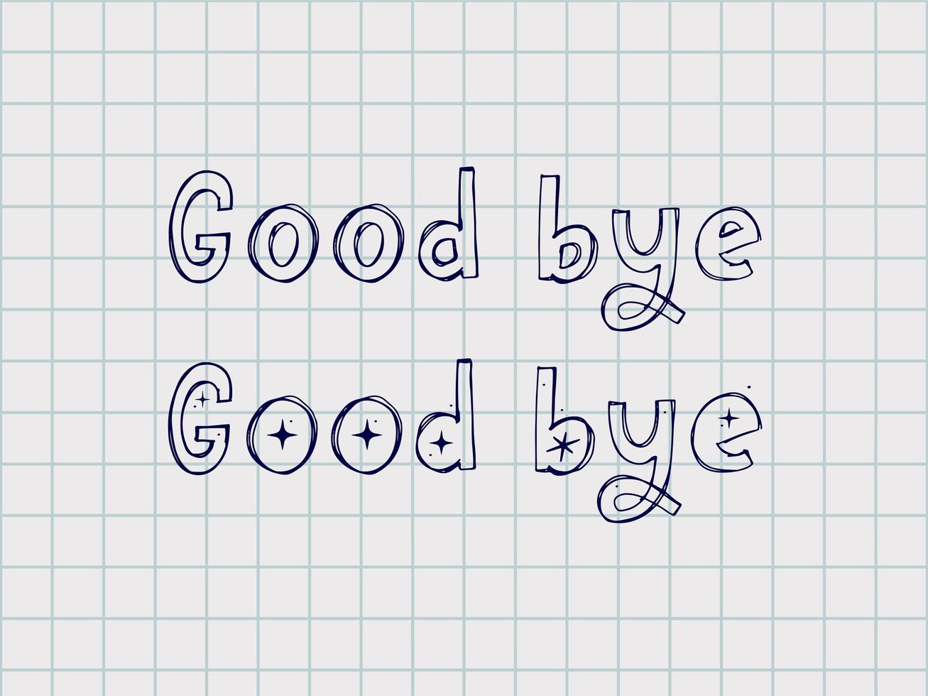 Good bye text. Continuous one line drawing. Vector illustration sketch handwriting isolated on white background. Word phrase minimalist for banner, poster, and card.