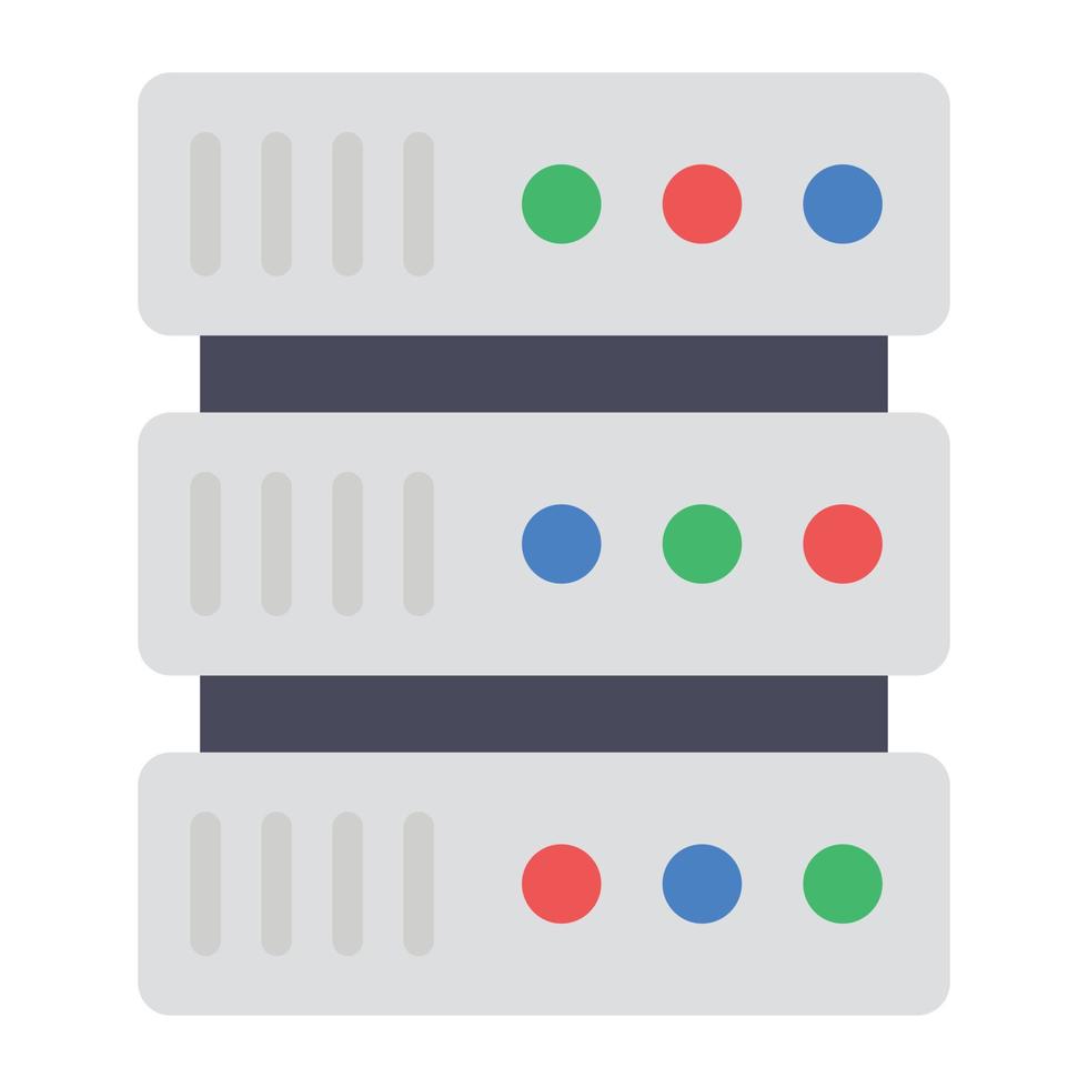 Flat design of data server rack icon vector