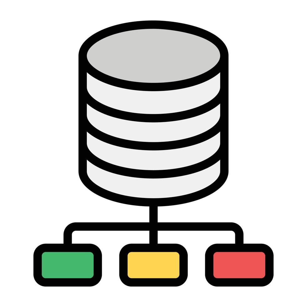 Flat design of database network icon. vector