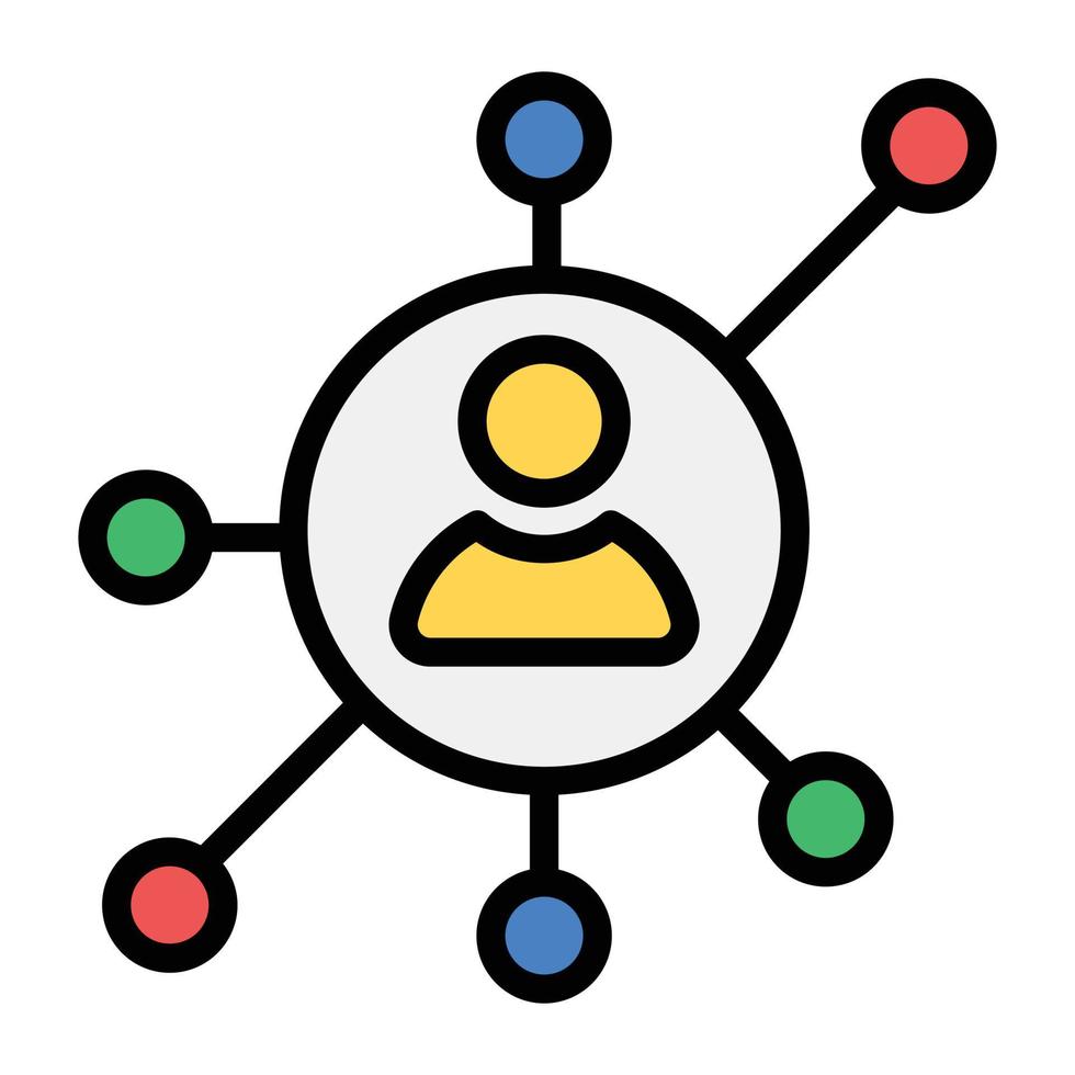 A man with connected nodes showcasing personal network icon vector