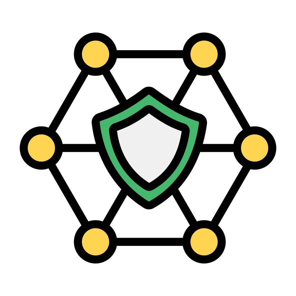 Shield inside nodes network showing concept of security network icon vector