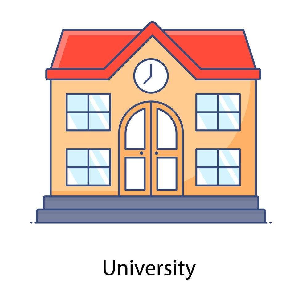 Editable flat outline vector design of university icon