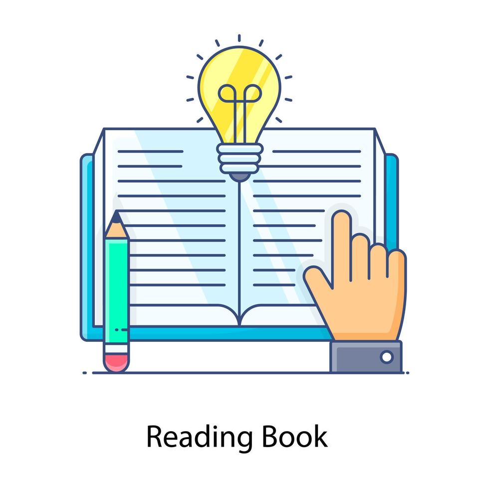 An icon design of reading book, flat outline editable vector