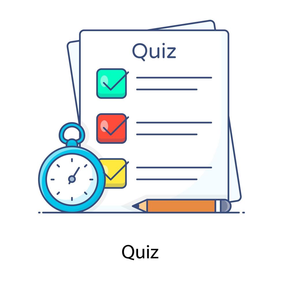 Editable flat outline design of quiz icon vector