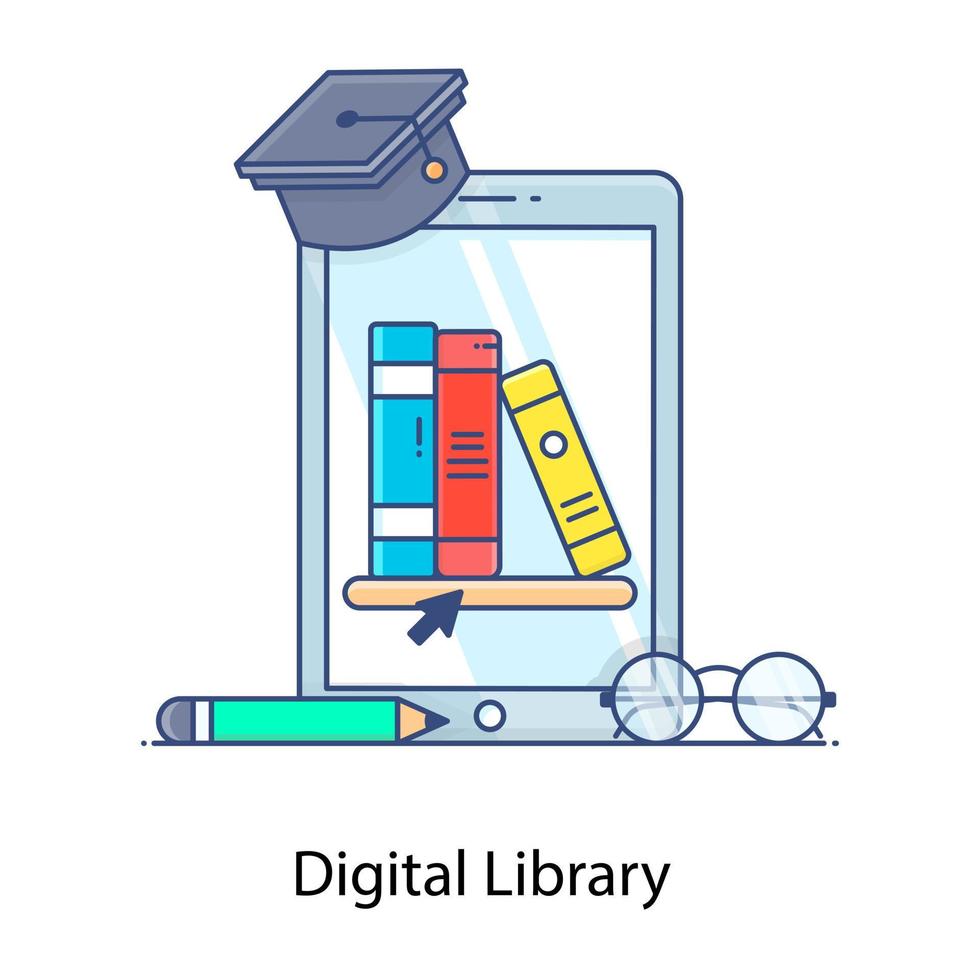 biblioteca digital en vector de estilo editable, libros electrónicos