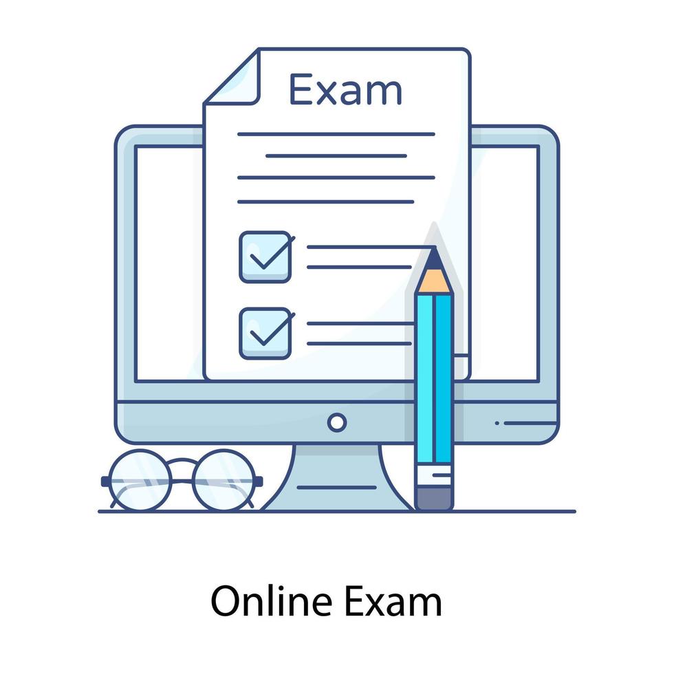 icono de examen en línea en un moderno diseño de contorno plano vector