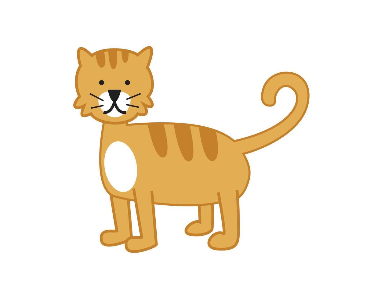 Cat illustration in a flat cartoon style vector