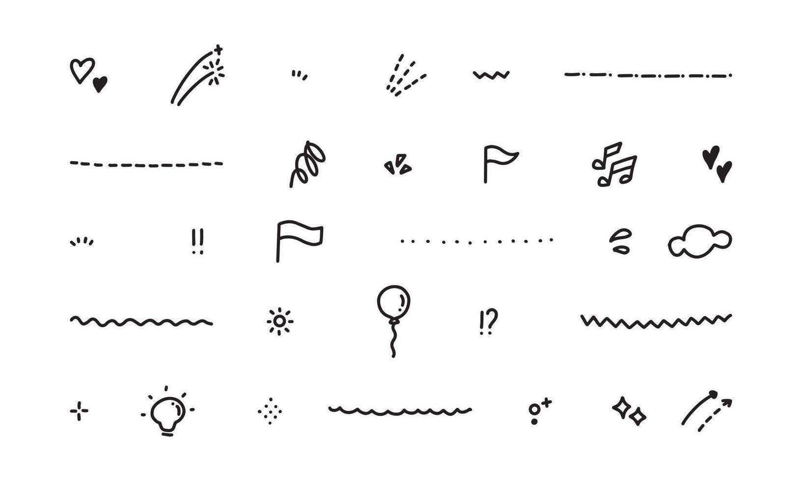 Various cute line doodles for element design decoration vector