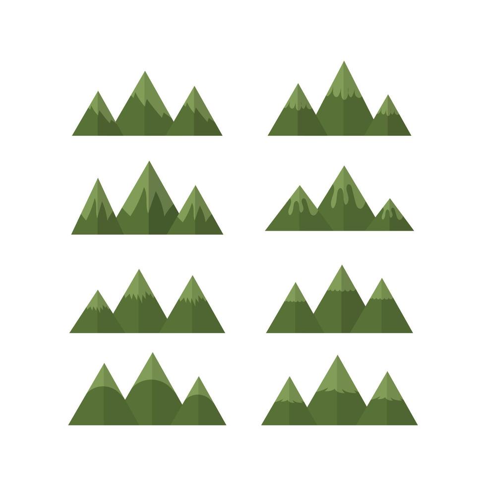 conjunto de montañas verdes, vector de dibujos animados