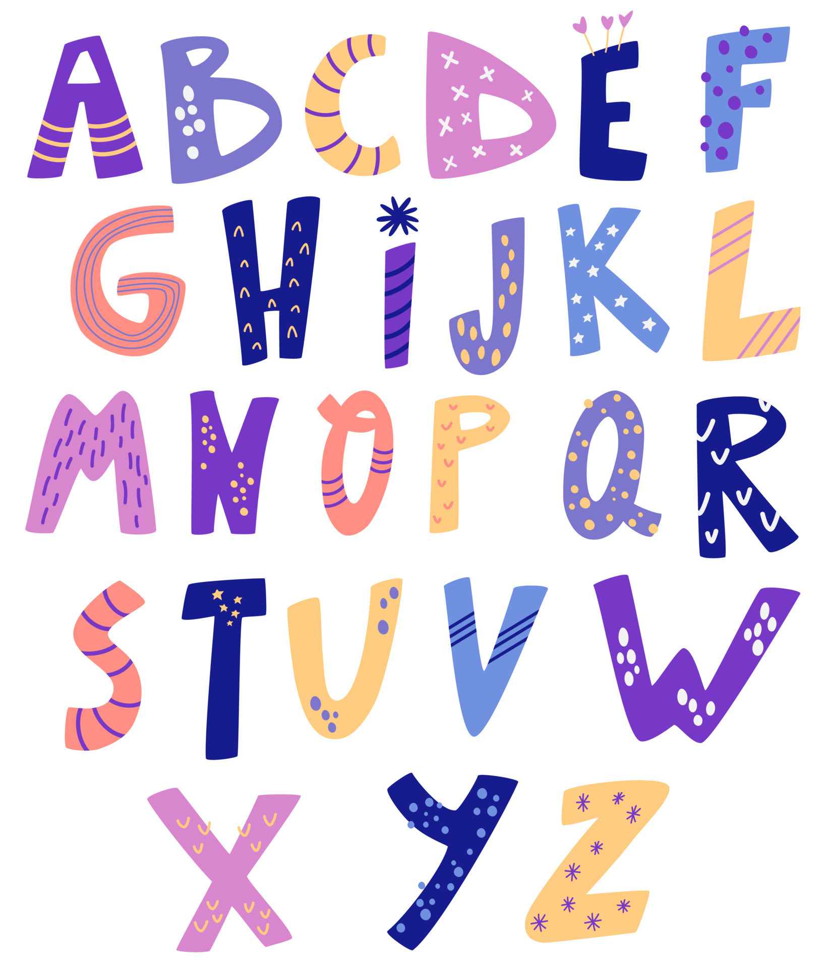 Decorative English alphabet. Ideal for education, home decor for