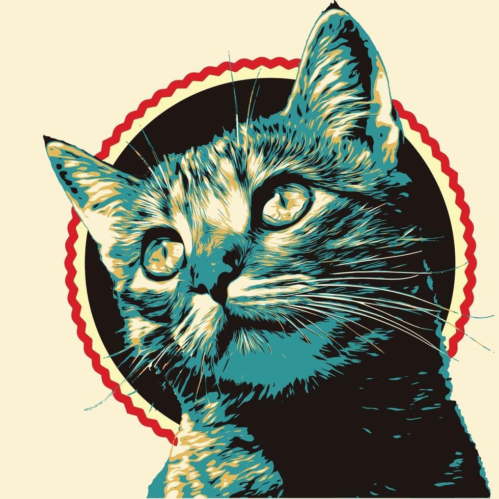 cat print illustration vector