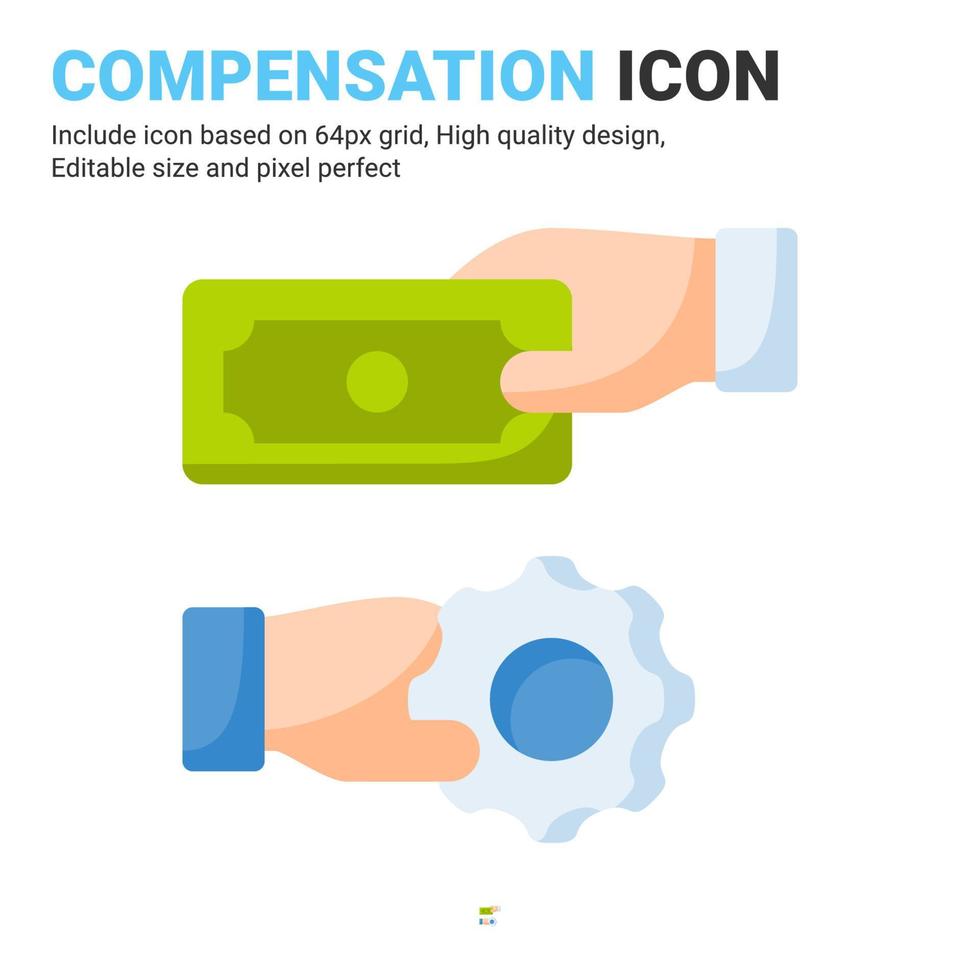 Compensation icon vector with flat color style isolated on white background. Vector illustration retribution sign symbol icon concept for business, finance, industry, company, apps, web and project
