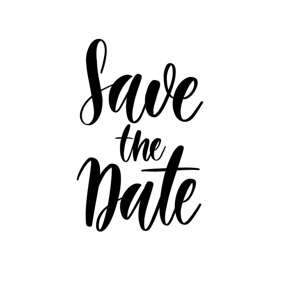 Save the date wedding lettering emblem. Hand crafted design elem vector