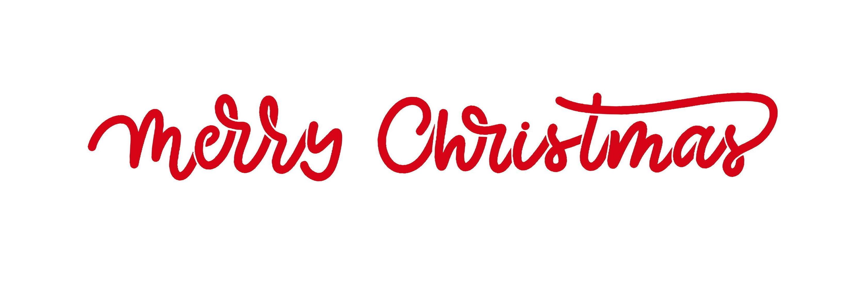 Merry christmas red hand lettering inscription for winter holiday design, calligraphy vector. vector