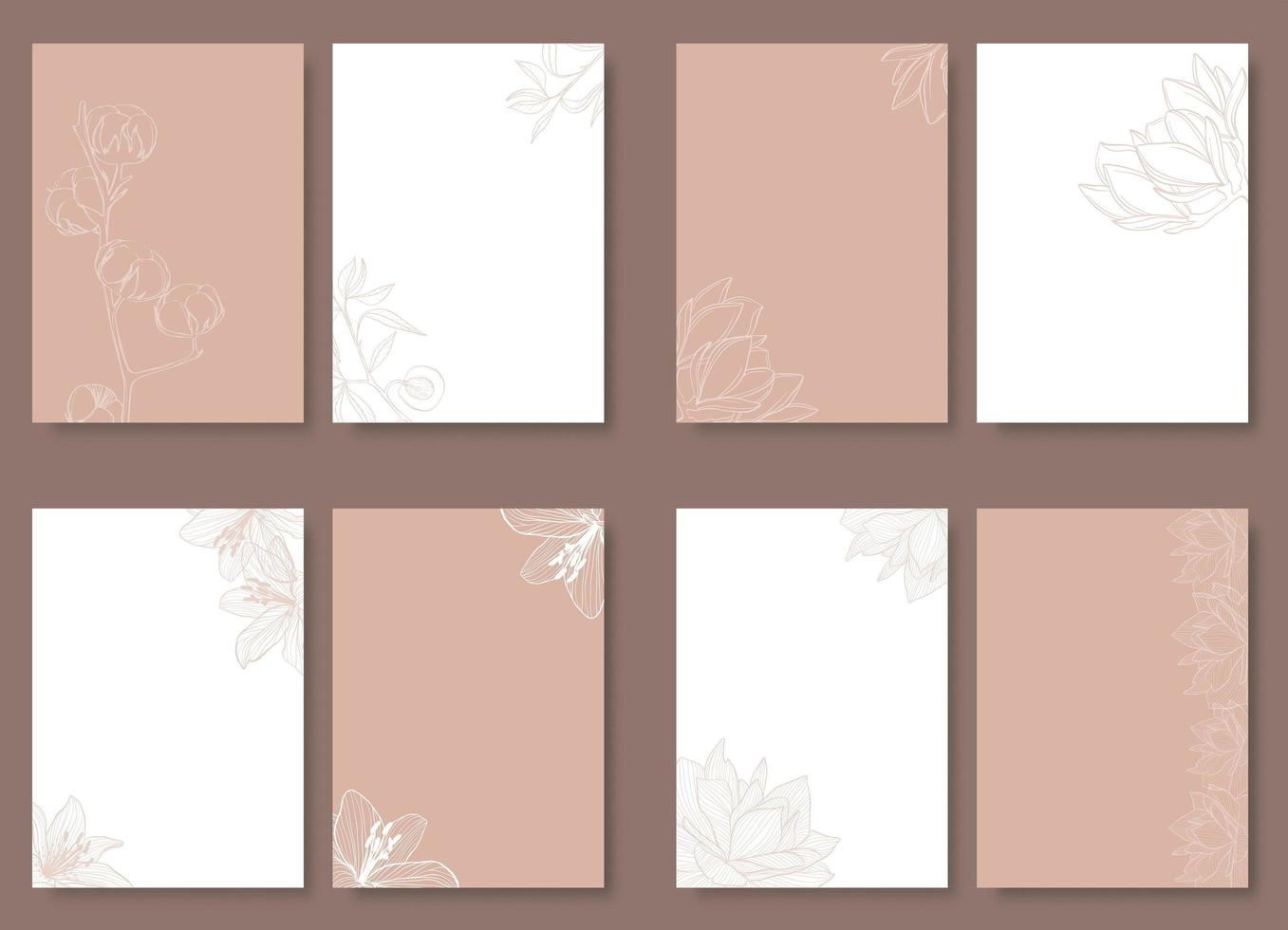 Elegant set of template wedding invitation cards with flowers. vector