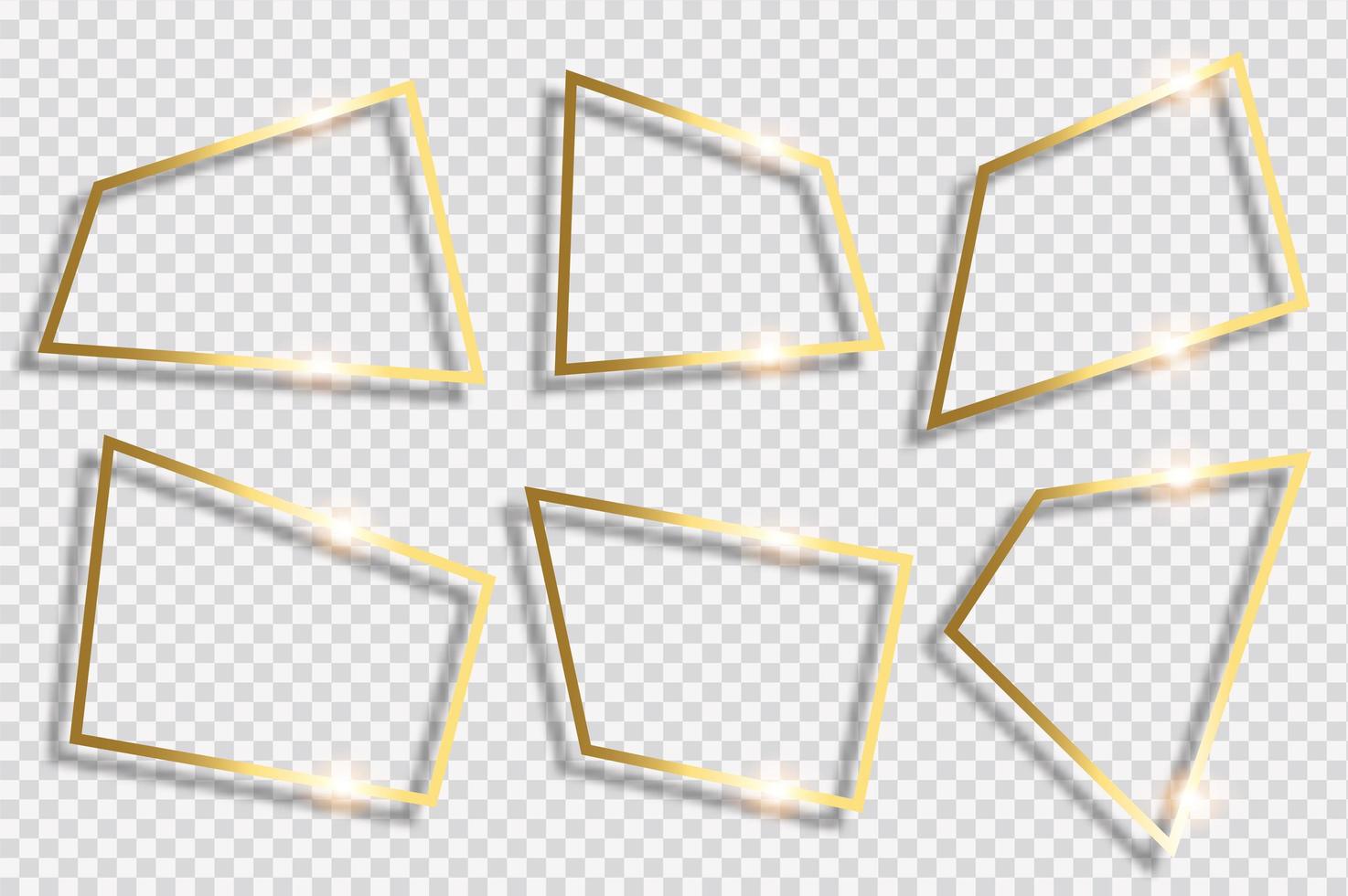 Gold frame with shadow isolated on transparent background. vector