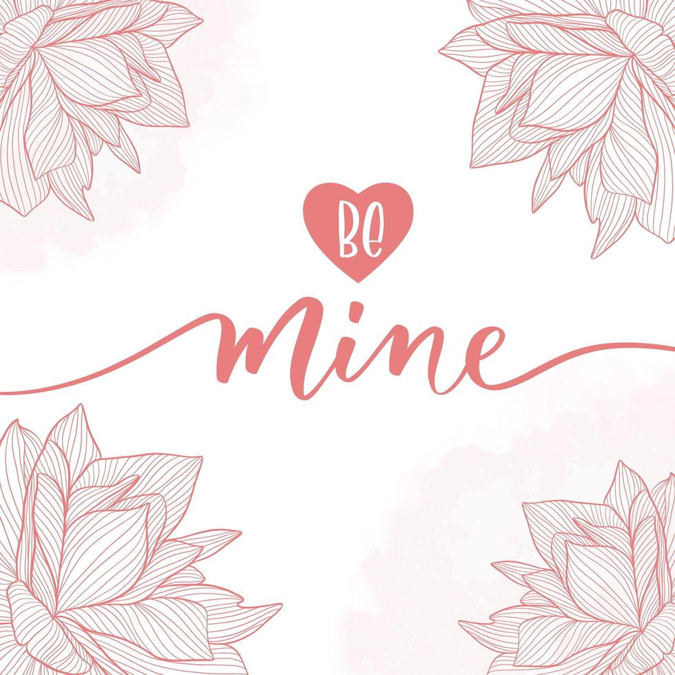Be mine. Calligraphy inscription - invitation valentine's day card. vector