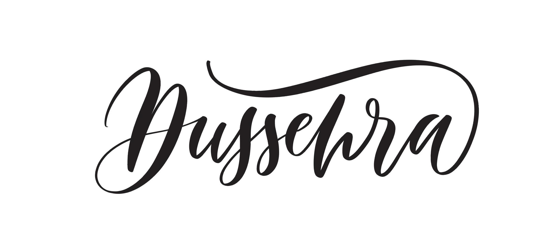 Dussehra - typography lettering quote, brush calligraphy banner with thin line. vector