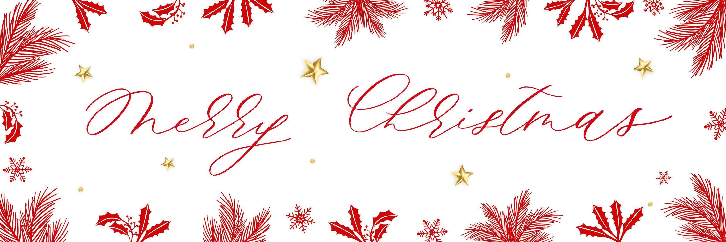 Merry christmas red hand lettering inscription for winter holiday design, calligraphy vector. vector