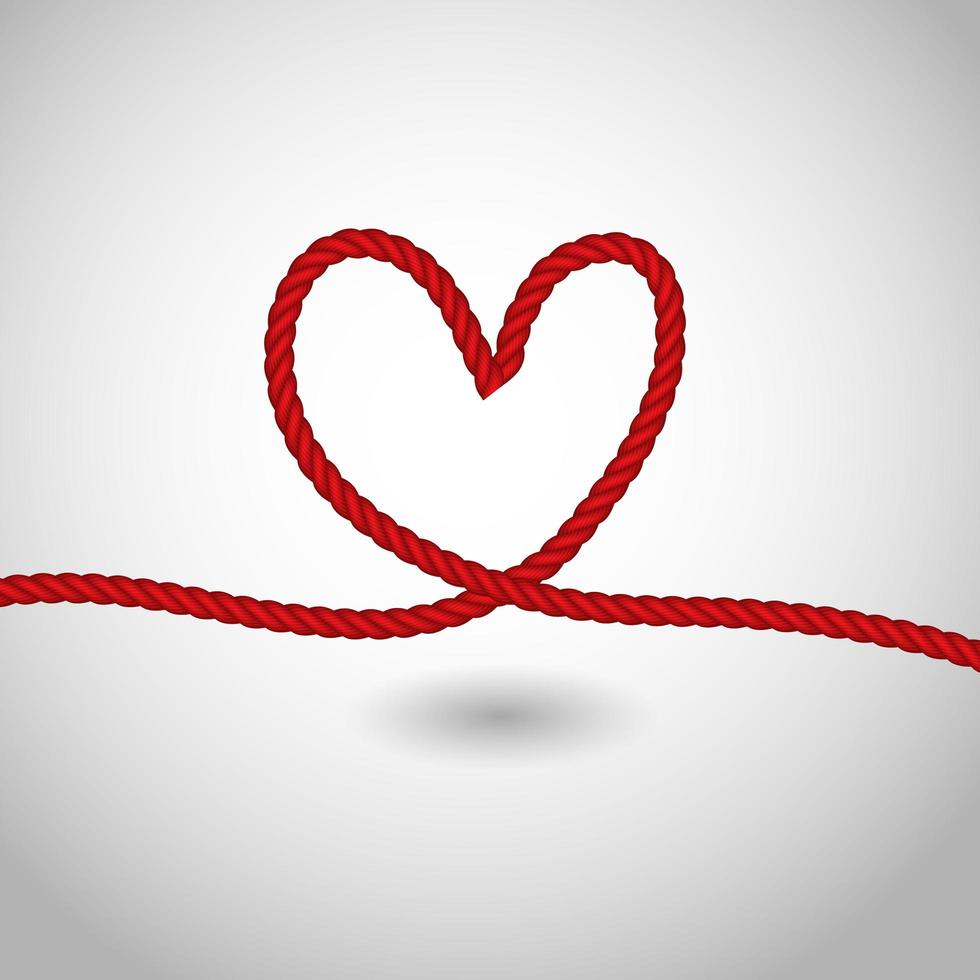 heart made of rope texture red color vector. vector