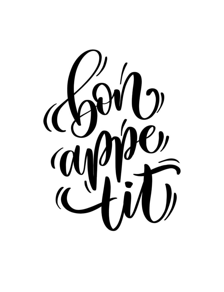 Vector Bon Appetit calligraphy. Hand drawn modern lettering.