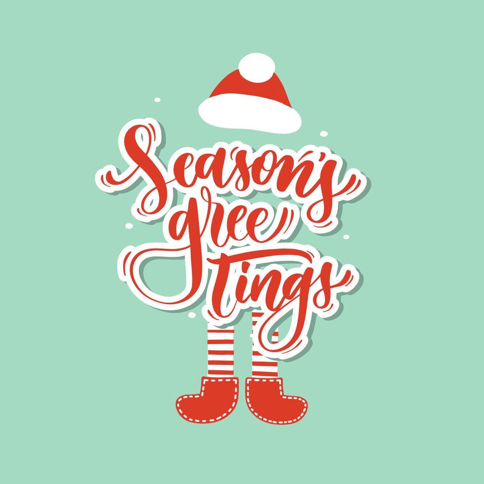 Season's greetings.Vector Merry Christmas greeting card with calligraphy. Hand drawn modern lettering. vector