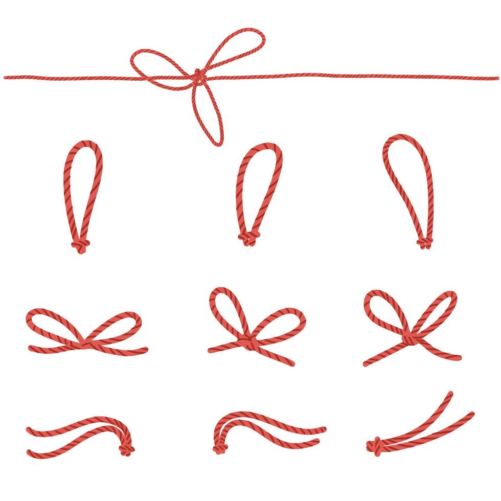cuerda roja kraft para etiquetas - embalaje de regalos de año nuevo. vector