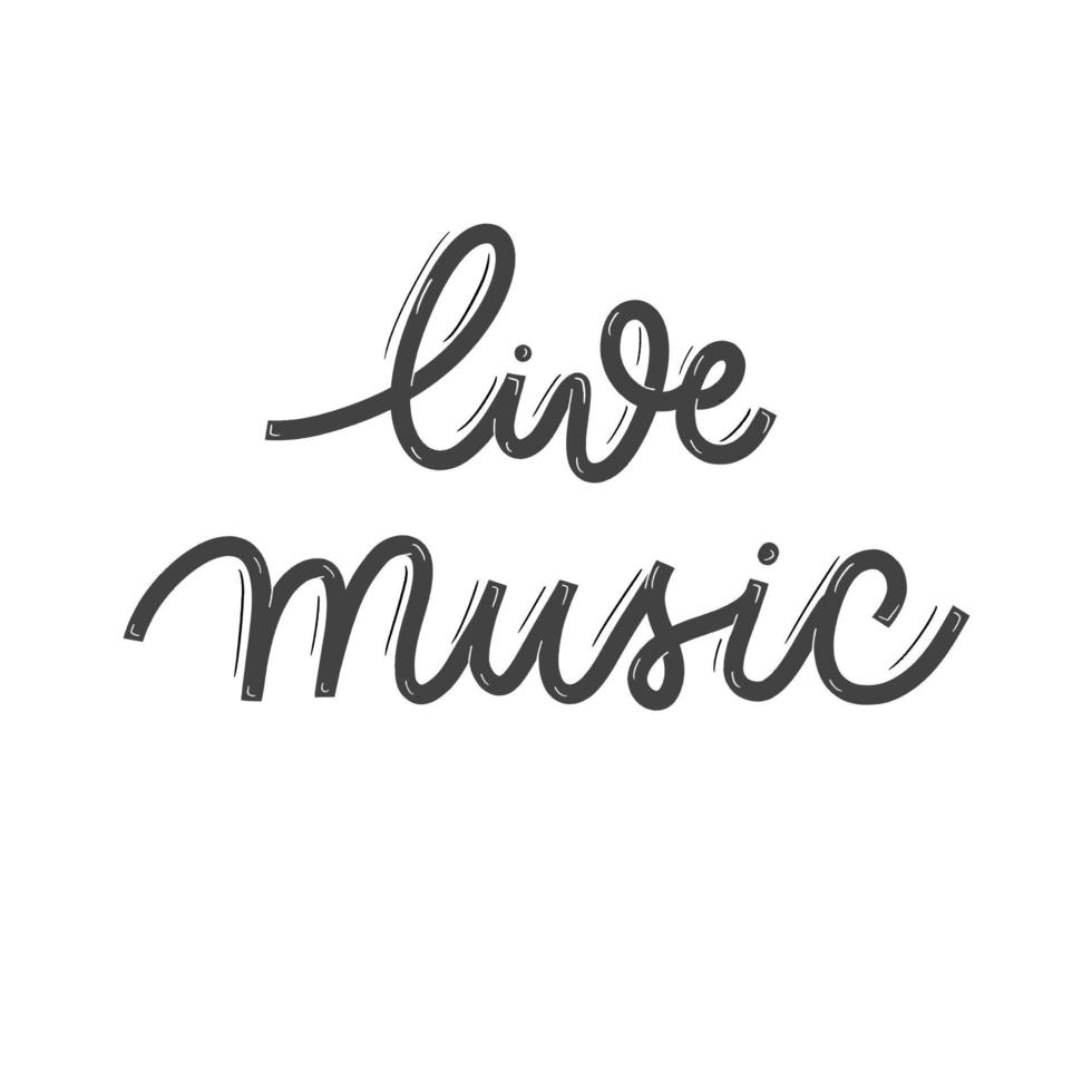 música en vivo. tarjeta con caligrafía. Letras modernas dibujadas a mano. vector