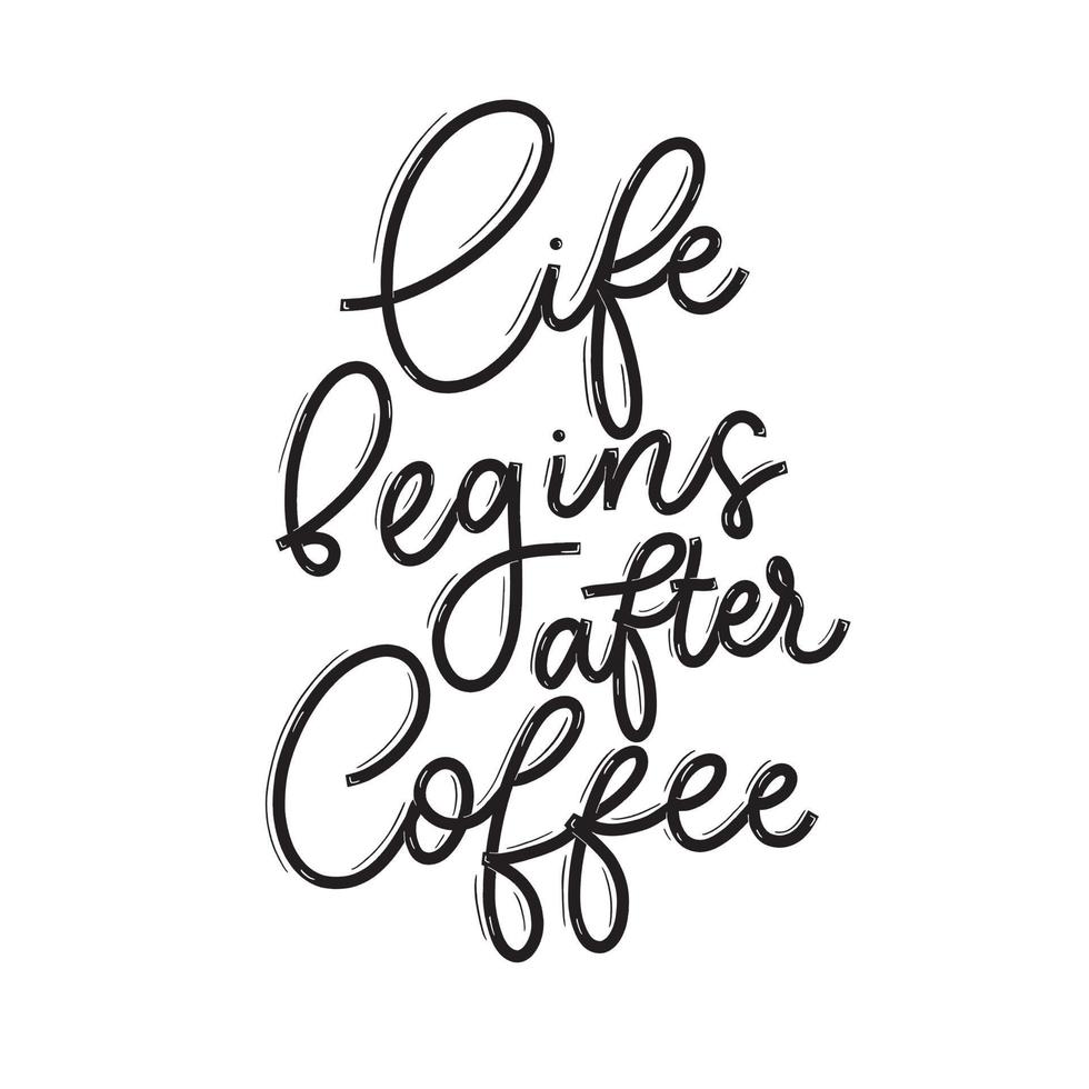 Life begins after coffee. Card with calligraphy. Hand drawn modern lettering. vector