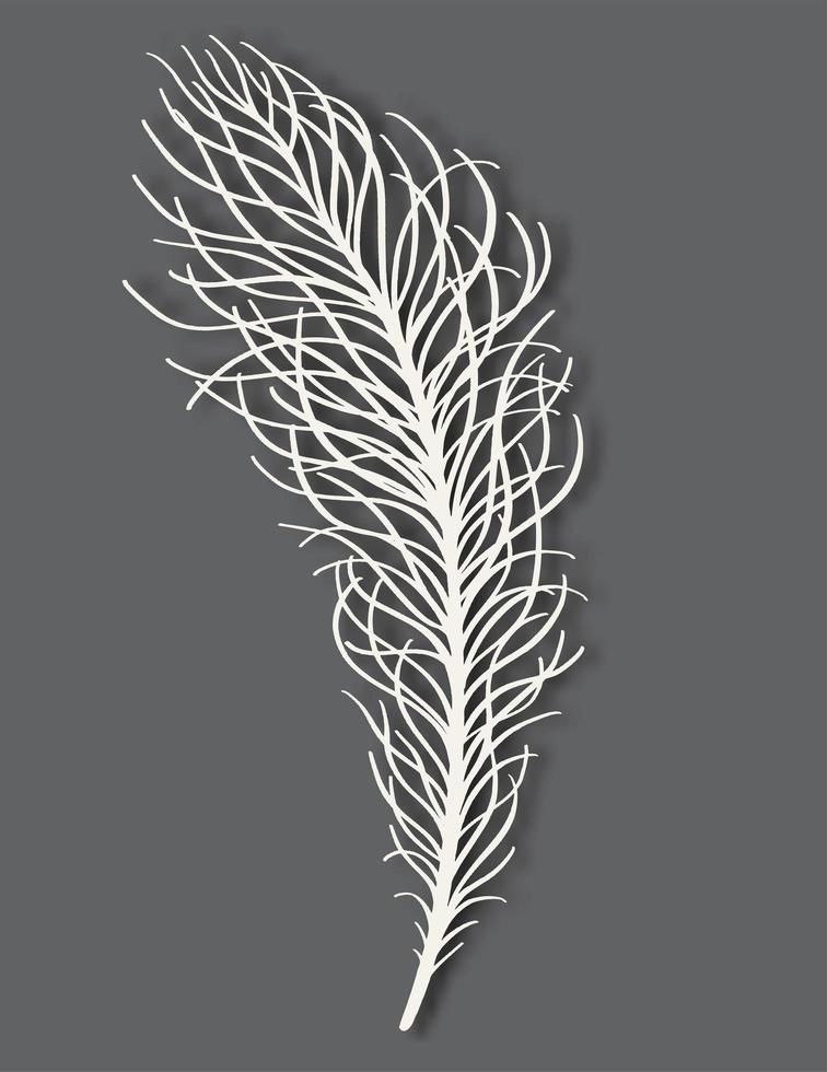 Bird feather - hand painting illustration. vector