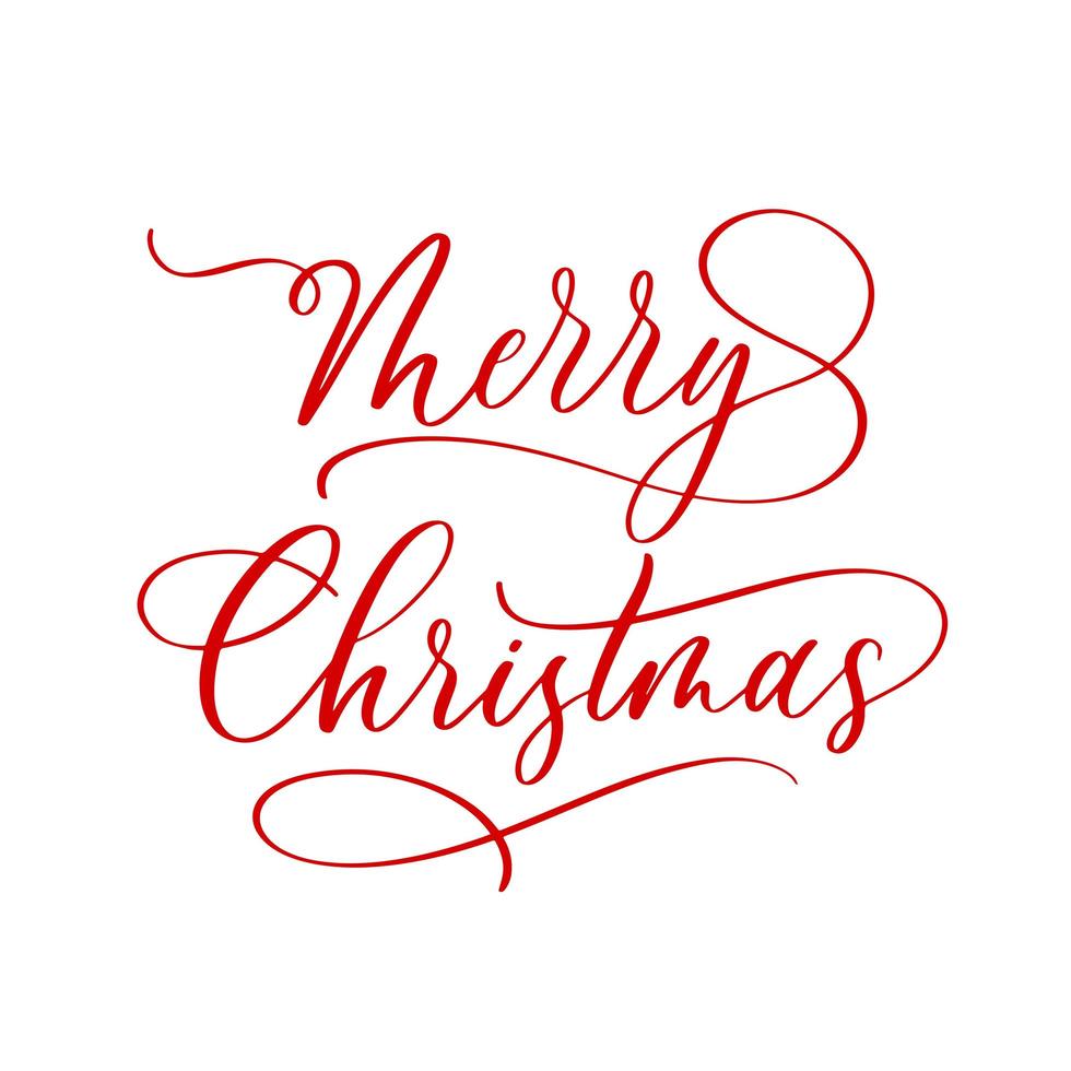 feliz navidad letras dibujadas a mano. caligrafía de Navidad sobre fondo blanco. rojo navideño, letras. banner, postal, elemento de diseño de carteles. vector