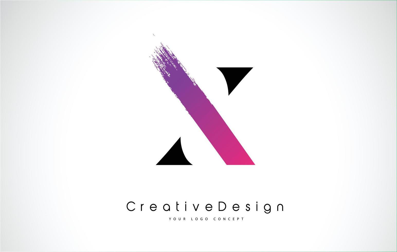 X Letter Logo Design with Creative Pink Purple Brush Stroke. vector