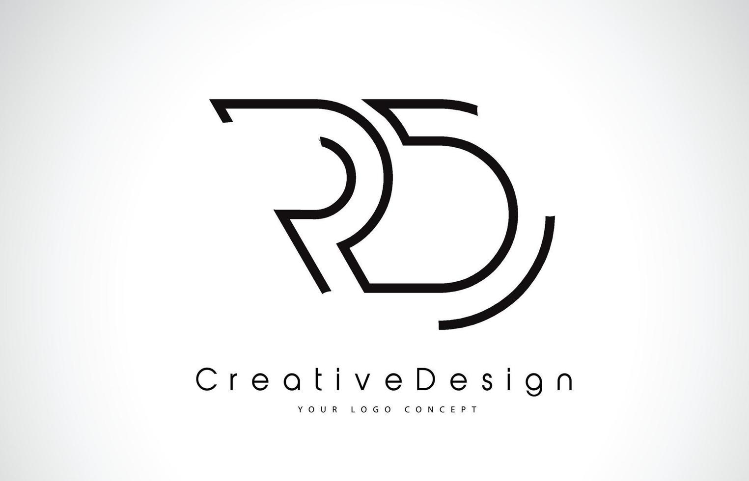 RD R D Letter Logo Design in Black Colors vector
