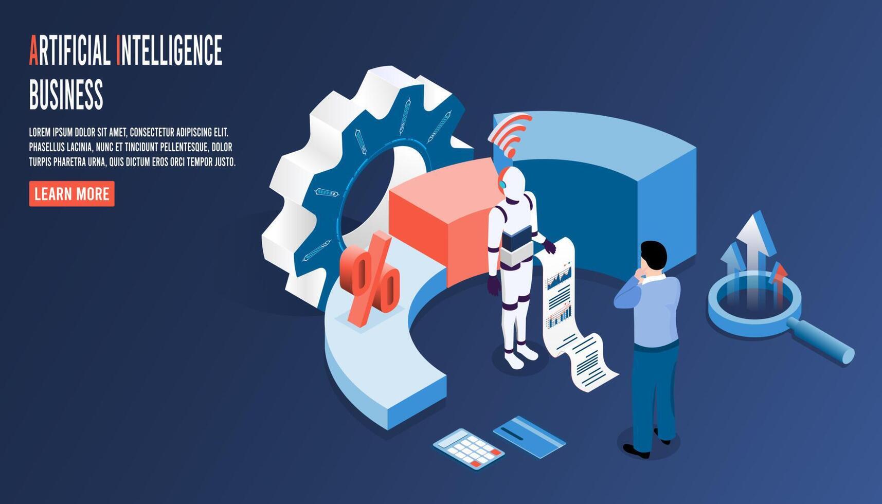 Artificial intelligence humanoid with neural network include big data technology. vector