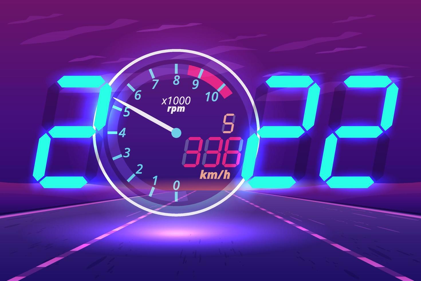 Happy new year 2022. modern design concept speedometer of racing car for creative and designer making artwork vector