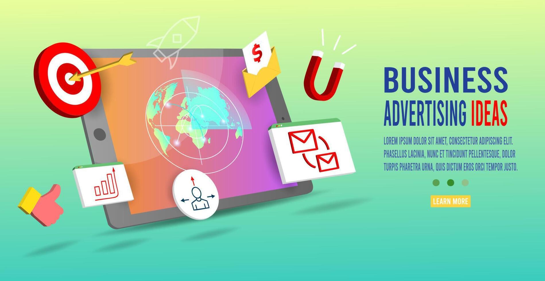 Concepts of advertising idea for business template set for web Landing Page, SEO, print, annual report, brochure, business flyer, leaflet marketing and advertising template vector