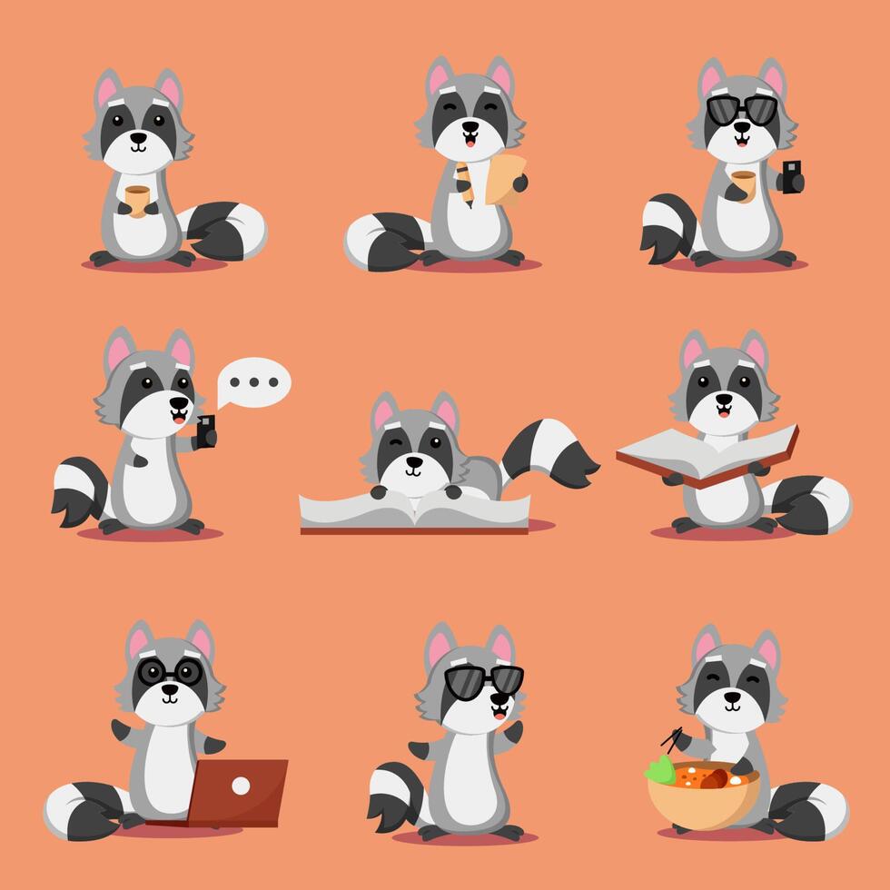 Set of animal with various activity for graphic design vector