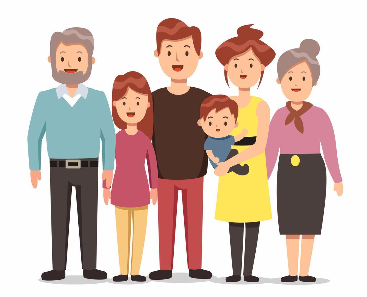 gran familia con tres generaciones vector