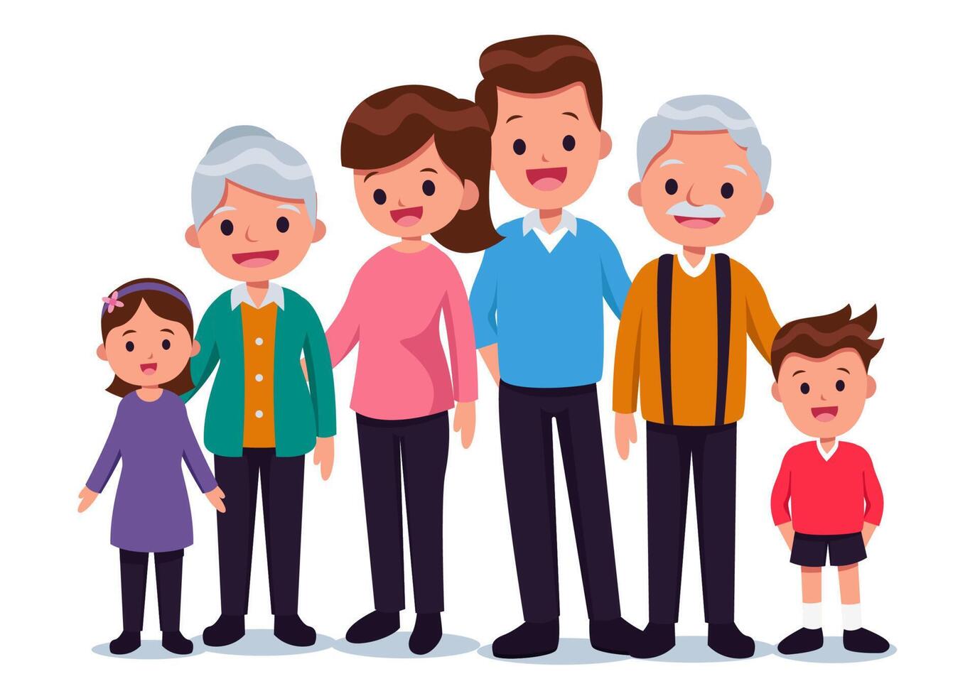 gran familia con tres generaciones vector