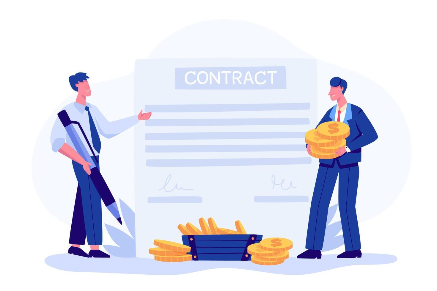 Electronic contract form set. CEO signing of a treaty business contract or deal Terms and conditions, privacy policy. vector