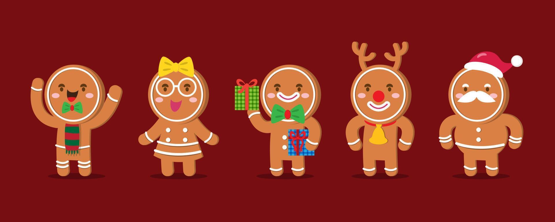 Gingerbread cookies. Winter homemade sweets in different activity design element vector