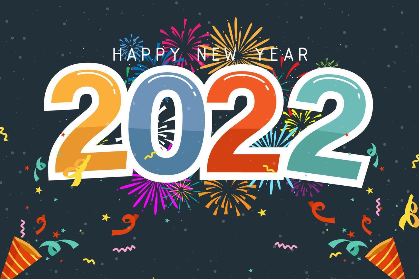 Greeting New year 2022 card cartoon with lettering vector illustration